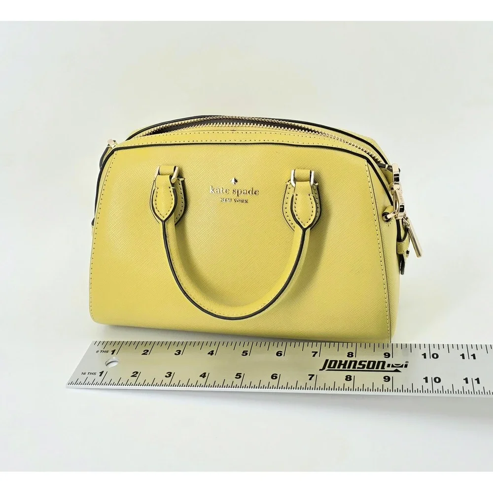 Kate Spade Preppy Satchel Saffiano Leather Crossbody Handbag Women's Yellow